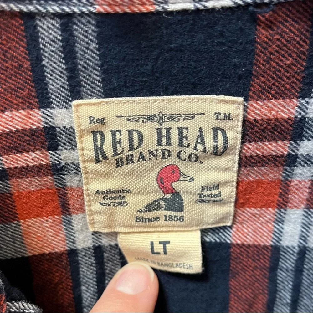 Men’s Red Head Flannel LT Orange Blue - Picture 2 of 3
